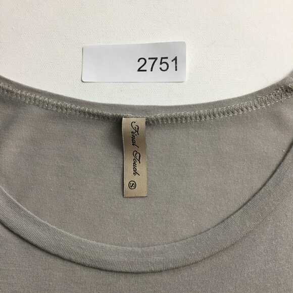 Final Touch Womens Small Taupe Gray Round Neck Top Relaxed Fit Short Sleeve - Picture 14 of 14